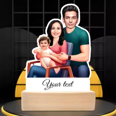 Custom Couple And Baby Girl Caricature, Unique Family Portrait Standee Gift