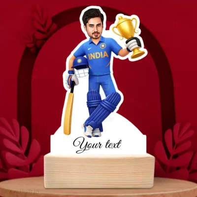 Custom Cricket Batsman Caricature Gift-Victory in Hand Edition, Present for Cricket Batsman