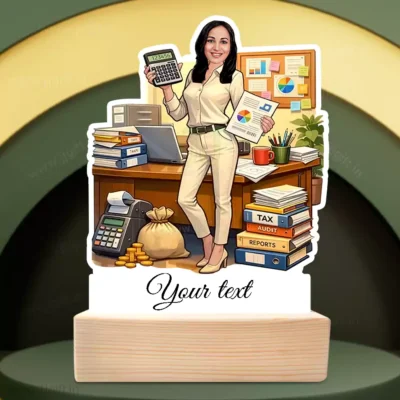 Personalized Chartered Accountant Caricature Standee Gift-Finance Queen Edition, Custom Chartered Accountant Desk Decor-The Audit Master