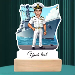 Personalized Indian Navy Officer Caricature Standee Gift-Armed Forces Pride Edition, Custom Showpiece Gift For Navy Officer