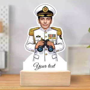 Personalized Indian Navy Officer Caricature with Binoculars-Command Duty Edition