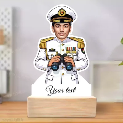 Personalized Indian Navy Officer Caricature with Binoculars-Command Duty Edition