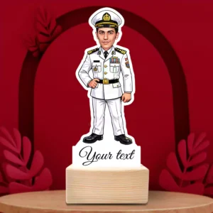 Personalized Indian Navy Officer Full Body Caricature Standee-Classic Uniform Edition