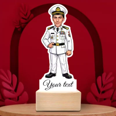 Personalized Indian Navy Officer Full Body Caricature Standee-Classic Uniform Edition