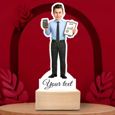 Custom CA Caricature Standee with Calculator & Financial Report -Accounting Theme Gift