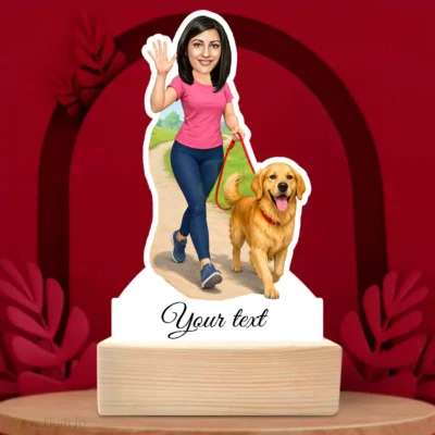 Custom Dog Mom Desk Showpiece, Personalized Dog & Owner Caricature Standee, Custom Pet Lover Photo Gift