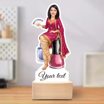 Desi Diva Beauty Edition-Female Nail Artist Caricature Standee Gift , Best Present For Nail Artist
