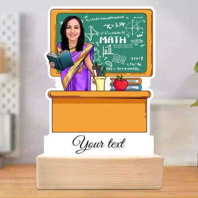 Female Maths Teacher Caricature Standee Gift, Unique Personalized Gift for Math Professors or Tuition Teachers, Table Standee Gift For Maths Teacher