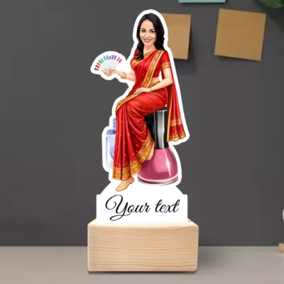 Personalized Beauty Salon Nail Artist Caricature Standee Gift, Custom Manicure Expert Caricature Standee