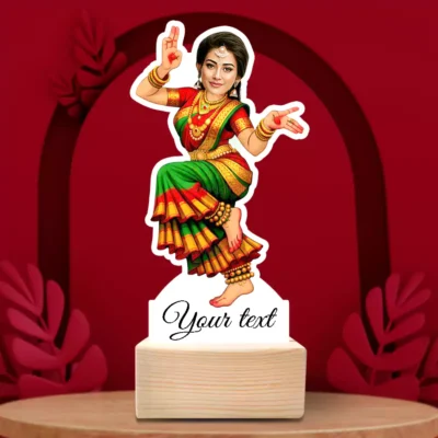 Personalized Bharatanatyam Dancer Caricature-Classical Mudra Pose Standee Gift