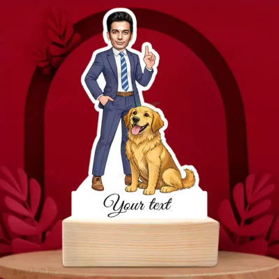 Personalized Dog& Dad Caricature Standee Gift, Unique Present For Dog Lover, Dog Remembrance Gift