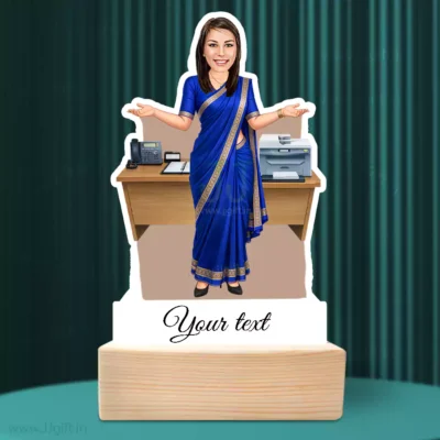Personalized Female Office Professional Caricature Standee-Reception Desk Theme Gift