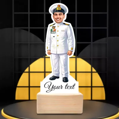 Personalized Indian Navy Officer Caricature Standee Gift-Formal Uniform Edition