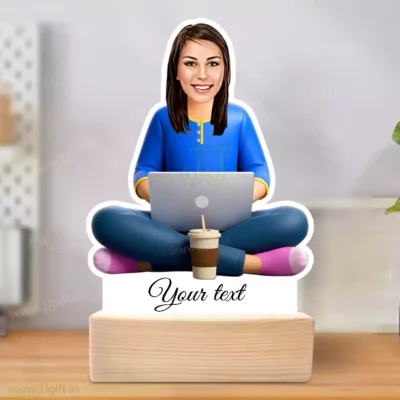 Personalized It field girl caricature gift, standee for computer and it engineer