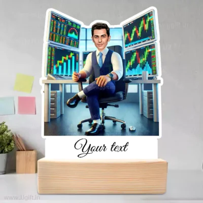 Personalized Stock Market Analyst Caricature Standee Gift, Custom Stock Trader Office Caricature Standee