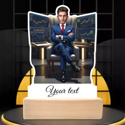 Personalized Stock Trading Expert Caricature Standee Gift, Custom Stock Market Analyst Caricature Standee