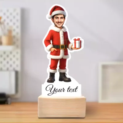 Secret Santa Special Caricature Standee Gift For Boy, Custom Standee to Decor Xmas Tree