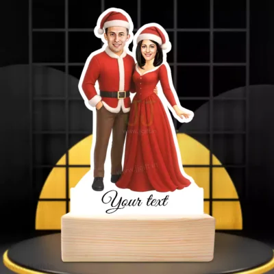 Secret Santa Special Caricature Standee Gift For Couple, Custom Standee to Decor Xmas Tree