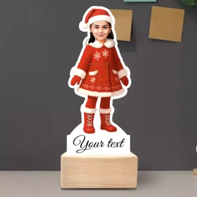 Secret Santa Special Caricature Standee Gift For Girl, Custom Standee to Decor Xmas Tree