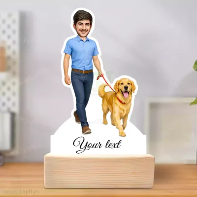 Custom Dog Dad Desk Showpiece, Personalized Dog & Owner Caricature Standee, Custom Pet Lover Photo Gift