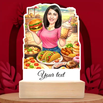 Personalized Food Lover Caricature Standee, Present For Foodie Person
