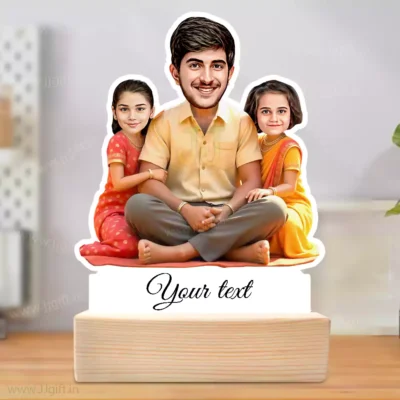 Custom Dad with 2 Daughters Standee Caricature Gift