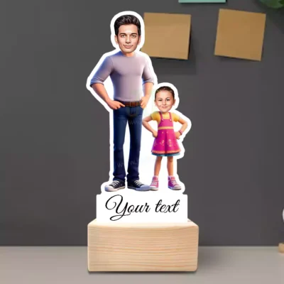 Dad and 1 Daughter Caricature Standee Gift-2