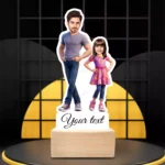 Dad and 1 Daughter Caricature Standee Gift In Stylish Pose