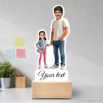 Dad and 1 Daughter Hand Holding Caricature Standee Gift