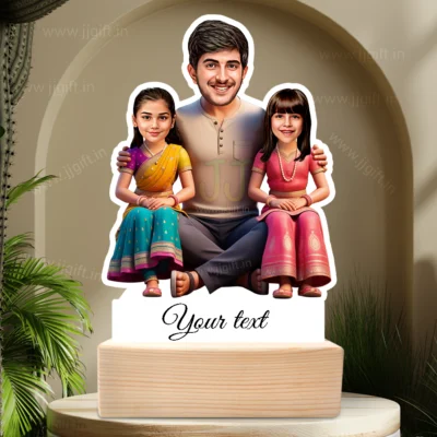 Daddy Angels-Personalized Father & 2 Daughters Caricature Gift