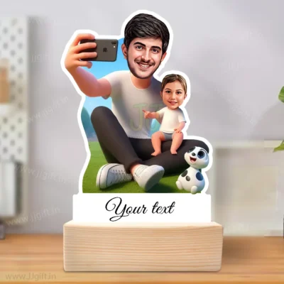 Little Princess with Super Dad Caricature Standee Gift-Daughter Love Edition