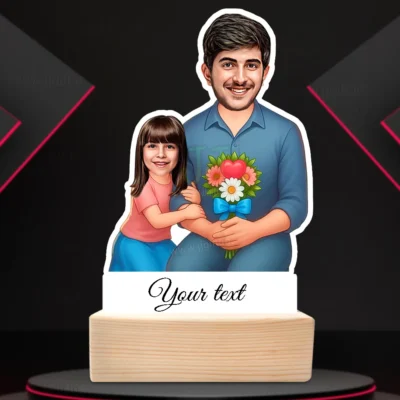 Personalized Father & Daughter Caricature Standee-Custom Dad & Daughter Figurine