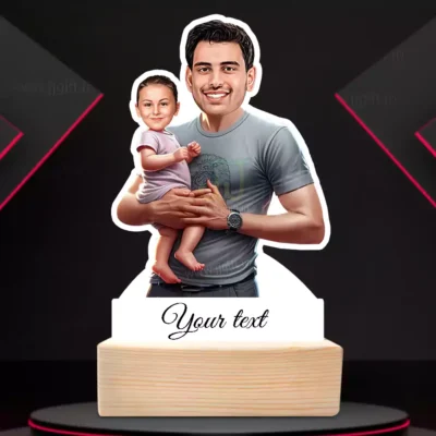 Personalized Dad with Baby Caricature, Custom Family Keepsake For Dad With Baby