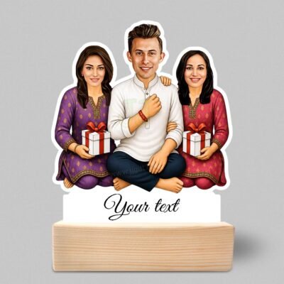 Personalized Raksha Bandhan Gift for Brother & Sister -Custom Caricature Standee For 1 Brother & 2 Sister