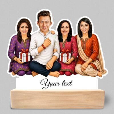 Personalized Raksha Bandhan Gift for Brother & Sister -Custom Caricature Standee For 1 Brother & 3 Sister