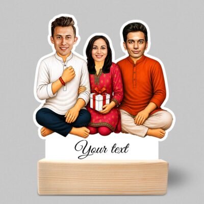 Personalized Raksha Bandhan Gift for Brother & Sister -Custom Caricature Standee For 2 Brother & 1 Sister