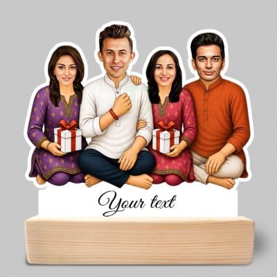 Personalized Raksha Bandhan Gift for Brother & Sister -Custom Caricature Standee For 2 Brother & 2 Sister