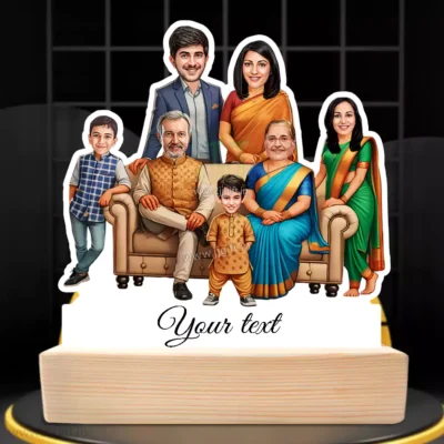 Premium Personalized Family Caricature Acrylic-Multi Member Family, Elegant Joint Family Acrylic Standee Cutout Caricature Gift