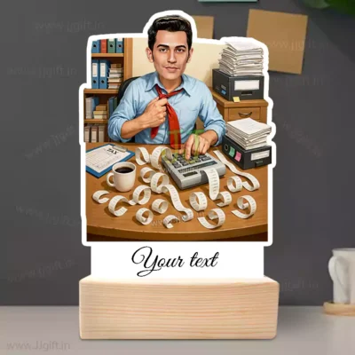 Professional CA Caricature Stand with Accounting Desk & Financial Work Setup , Executive Accountant Custom Caricature , Finance Pro CA Caricature, Unique Present For Tax Master Personalized Audit Pro Caricature