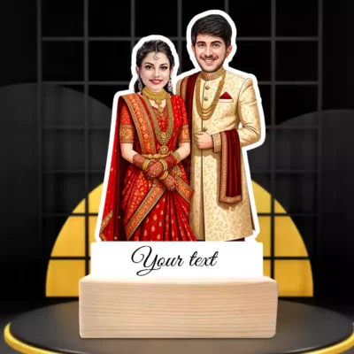Royal Union-Personalized Indian Wedding Couple Caricature Standee with Custom Face