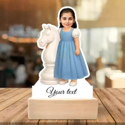 Strategic Minds-Personalized Kids Chess Caricature Standee Gift, Master of the Chessboard Showpiece Caricature item