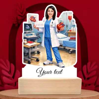 Custom Cardiology Consultant Caricature Gift, Present For Female Heart Doctor