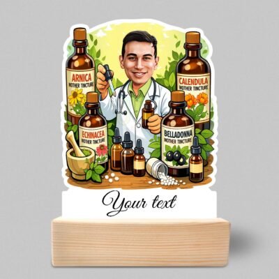 Custom Homeopathic Doctor Caricature Standee, Homeopathy Clinic & Medicine Theme Personalized Gift