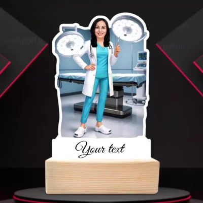 Personalized Female Surgeon Caricature, Custom General Surgery & Operation Theatre Female Doctor Standee Gift