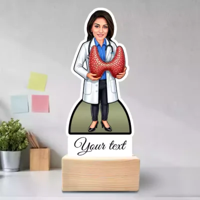 Personalized Thyroid Care Female Doctor Caricature, Custom Endocrinologist Gift For Female